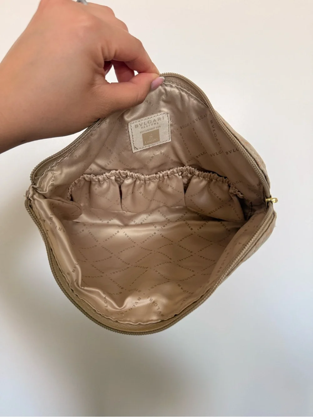 BVLGARI Suede Cosmetic Clutch Bag